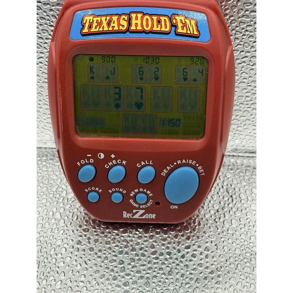 Reczone Texas Hold Em Electronic Handheld Game Travel Pocket Vtg Tested Working